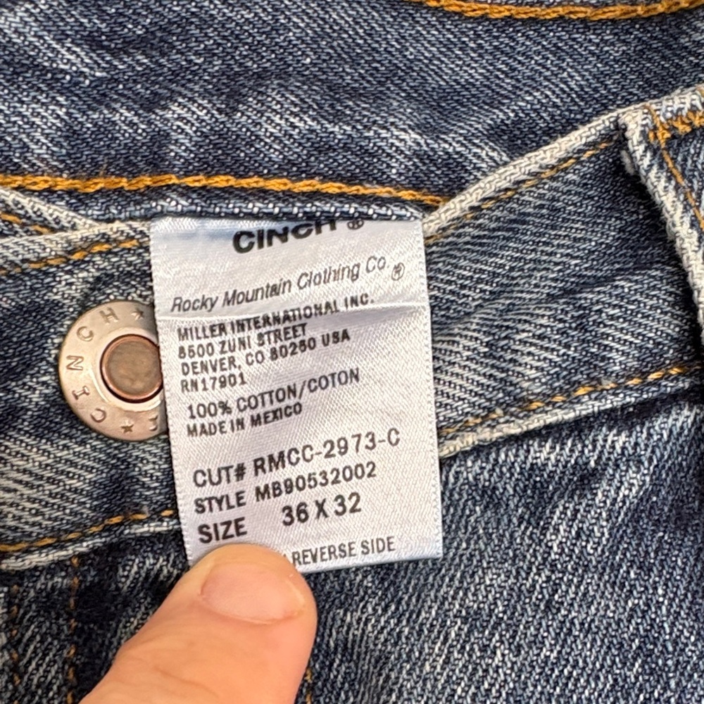 Cinch Men's Blue Jeans‎ 36x32 - Picture 3 of 4